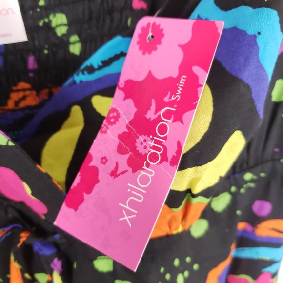 Xhiliration Black Vibrant Rainbow Paisley Paint Splatter Maxi Dress Size Medium - Picture 10 of 10